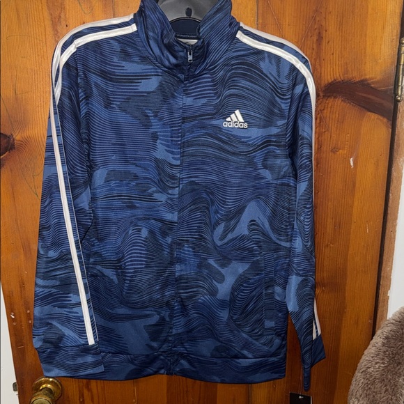 Adidas Kids Navy Windbreaker with White Accents